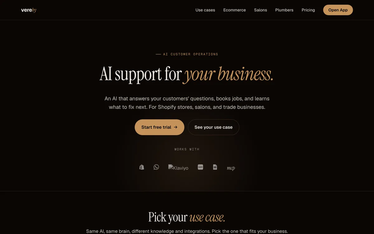 Vereby AI customer support console